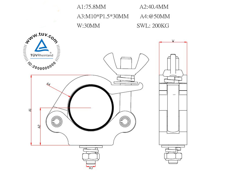 Black Medium Duty Clamp For 48-51mm Tubing (3)